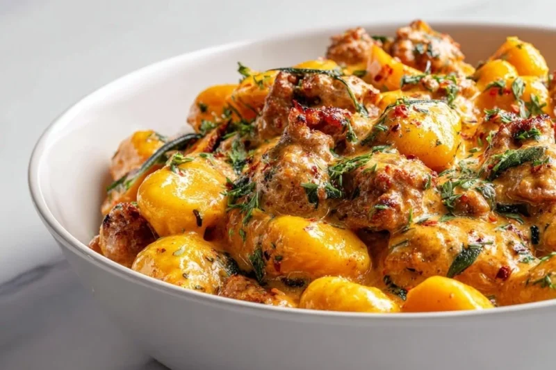 Butternut Squash Gnocchi with Creamy Sauce and Sausage