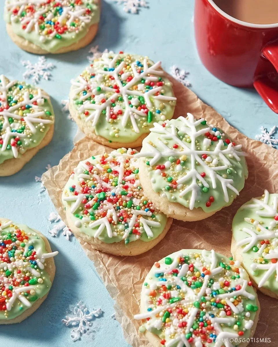 Plate of colorful cake mix Christmas cookies decorated for the holidays.