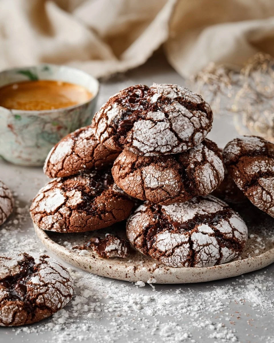 Delicious cake mix crinkle cookies on a plate, perfect dessert for any occasion.