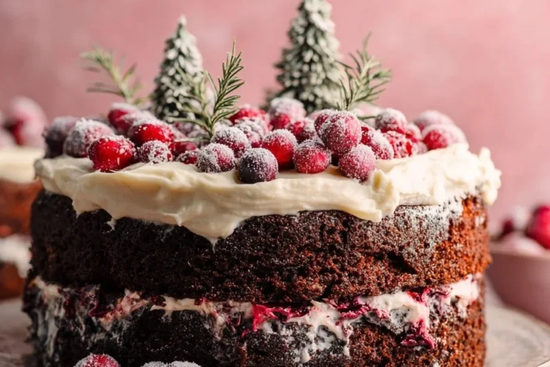 Chocolate Cranberry Christmas Cake