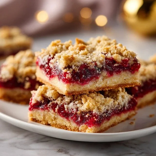 Delicious Christmas Cherry Bars on a festive plate, ideal for holiday celebrations.