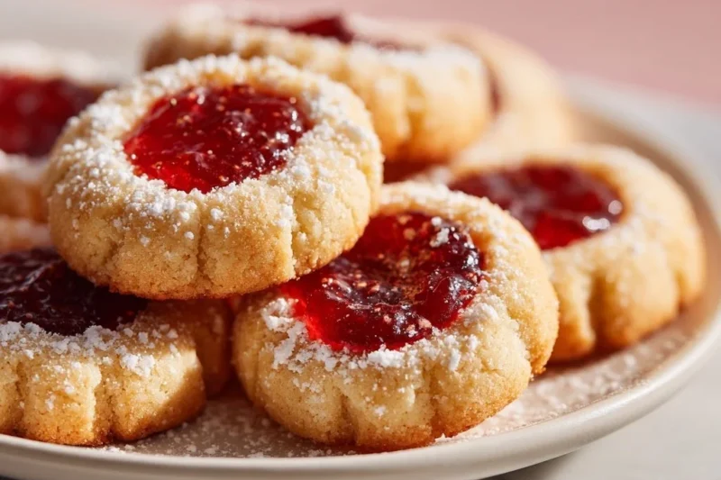 Christmas Thumbprint Cookies with Raspberry Jam