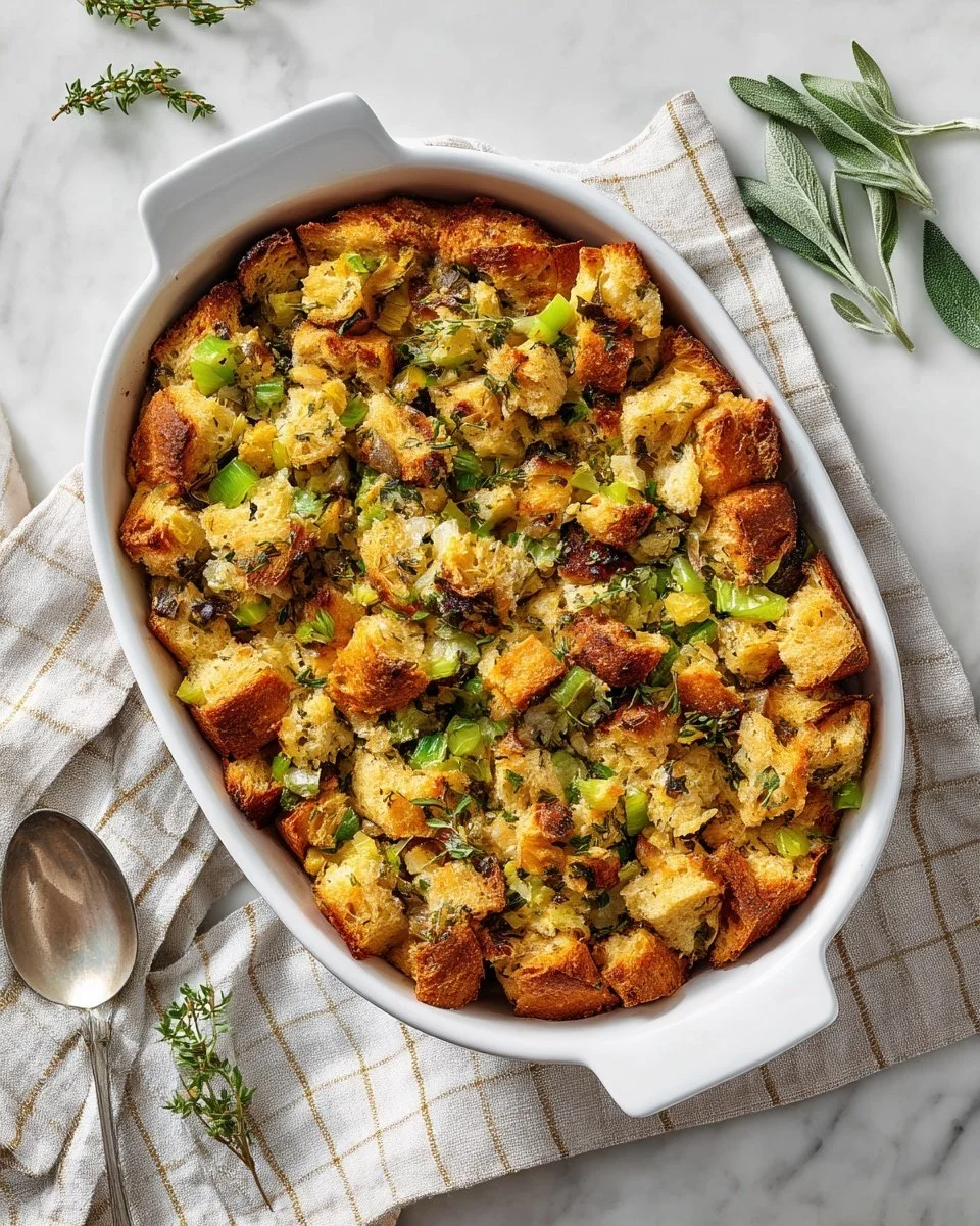 Easy Thanksgiving stuffing recipe with simple ingredients