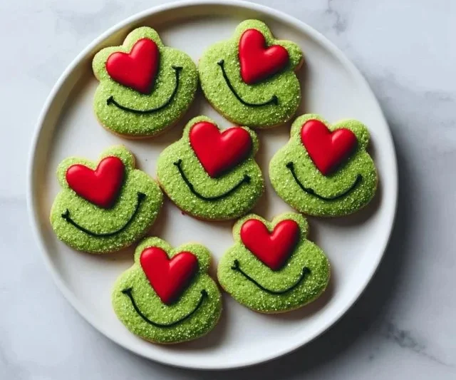 Deliciously festive Grinch cookies decorated for the holiday season