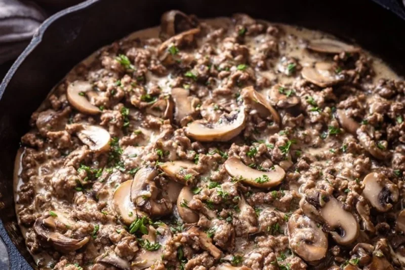 Ground Turkey and Mushroom Stroganoff