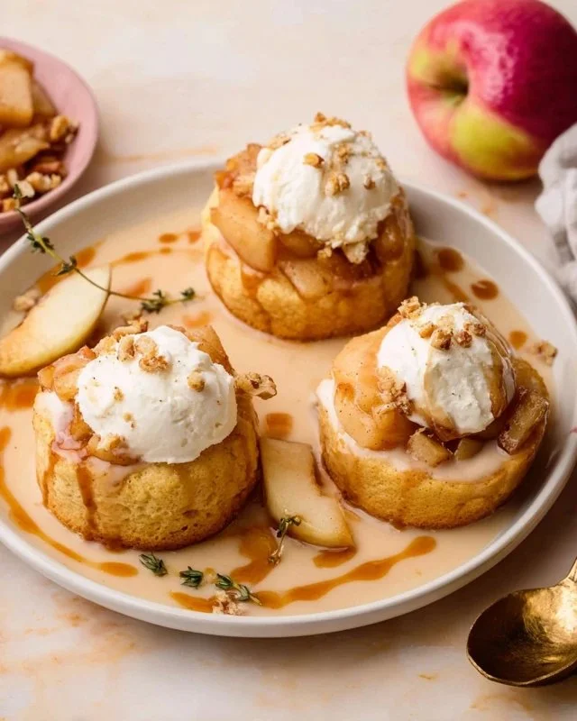 Delicious Instant Pot Fireball Apple Shortcakes dessert topped with whipped cream.