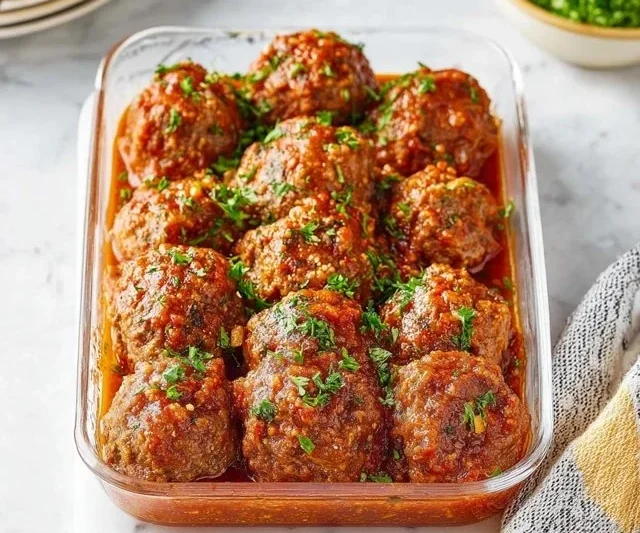 Delicious Porcupine Meatballs with rice and tomato sauce served on a plate