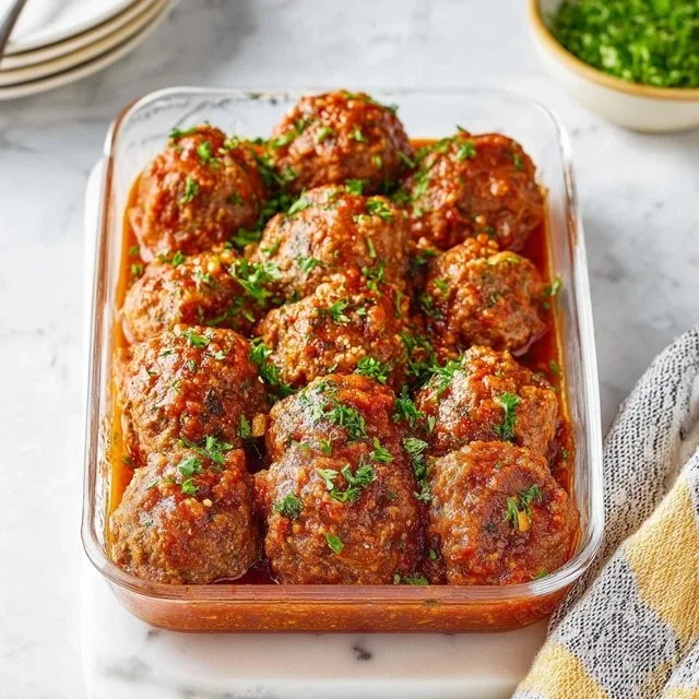 Delicious Porcupine Meatballs with rice and tomato sauce served on a plate