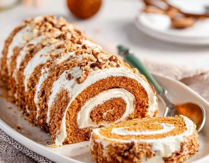 Praline Pumpkin Cake Roll