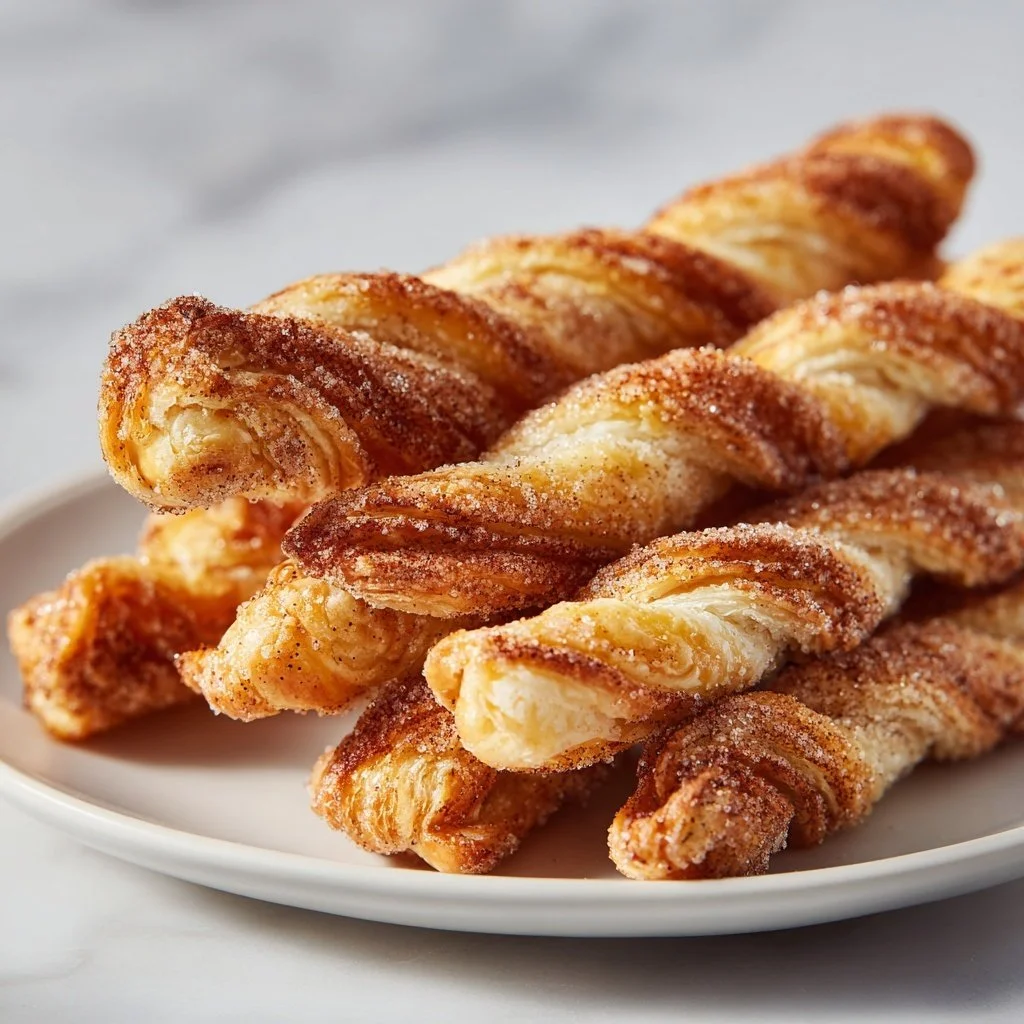 Puff Pastry Cinnamon Twists - Flaky pastry rolled with sweet cinnamon sugar