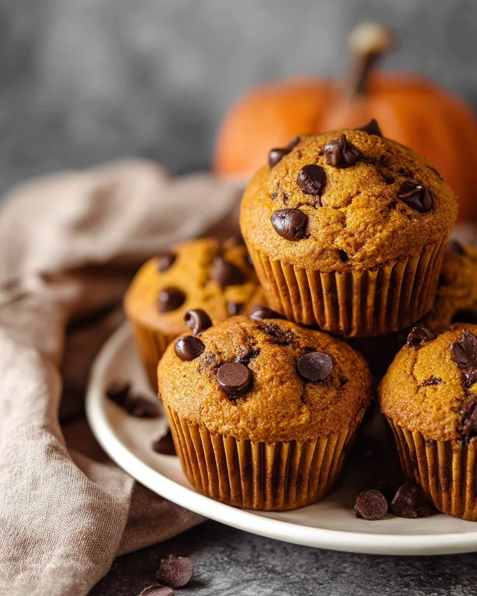 Homemade Pumpkin Chocolate Chip Muffins fresh out of the oven.