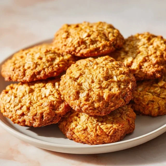 Pumpkin Oatmeal Cookies on a wooden table with autumn decorations