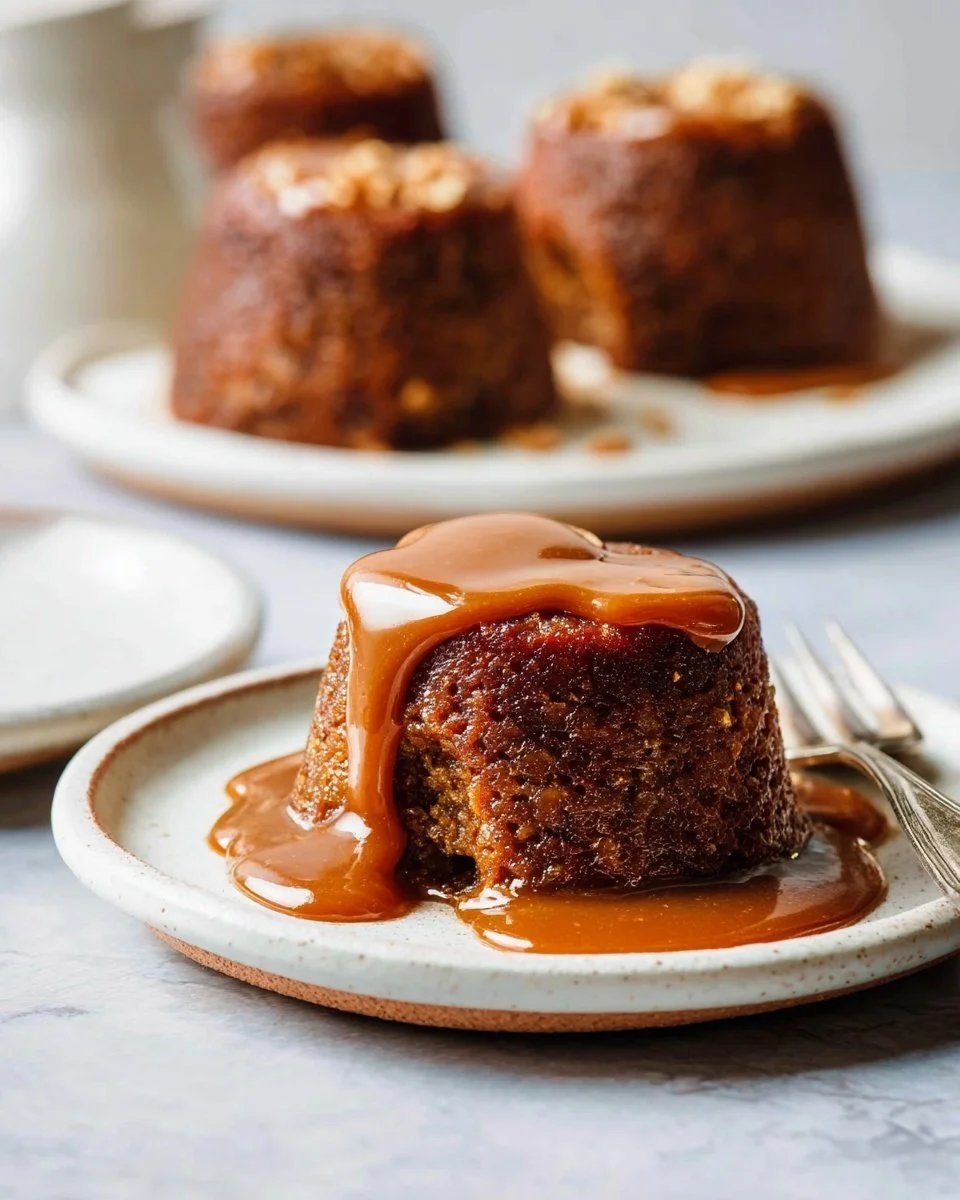 Delicious sticky toffee pudding served with rich toffee sauce