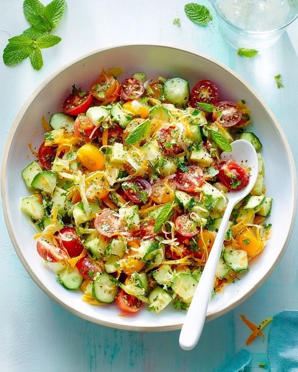 Fresh Avocado Cabbage Salad with colorful vegetables and dressing