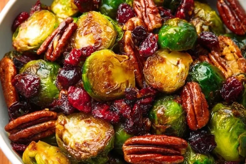 Brussels Sprouts with Bacon, Pecans, and Cranberries