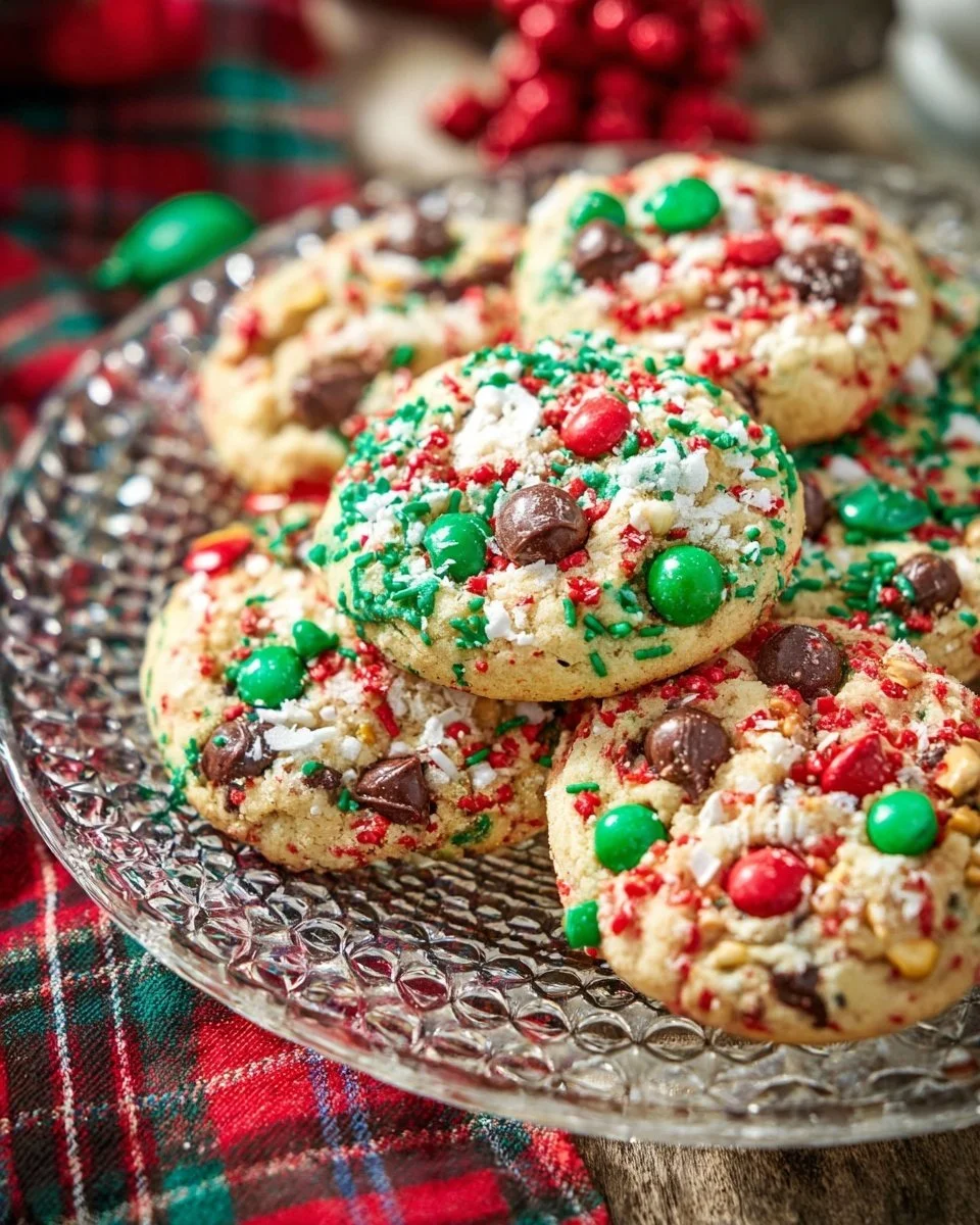 Plate of homemade Christmas chocolate chip cookies ready for the holiday season.