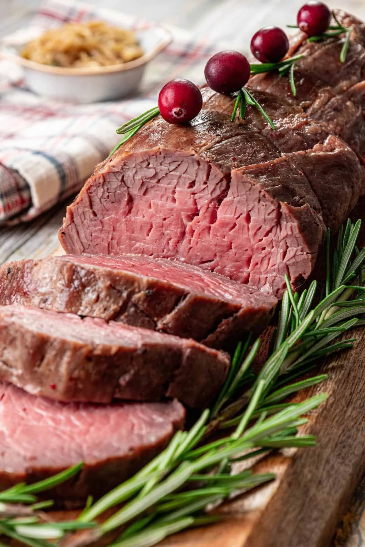 Succulent beef tenderloin roast for Christmas dinner