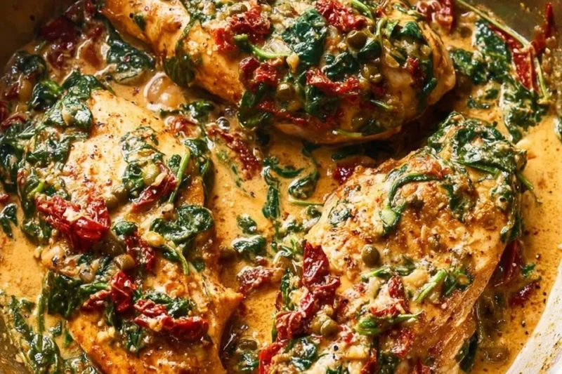 Creamy Tuscan Chicken with Spinach, Artichokes, and Sun-Dried Tomatoes (30 Minutes, ONE-PAN)