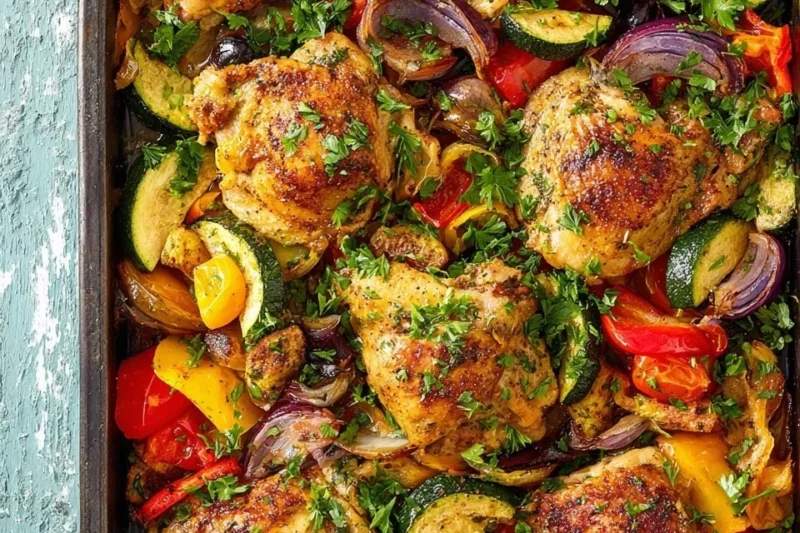 Greek Chicken with Ladolemono Dressing and Roasted Vegetables