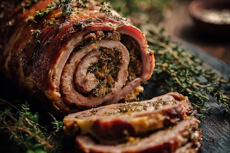 Herb Stuffed Braised Pork Roast