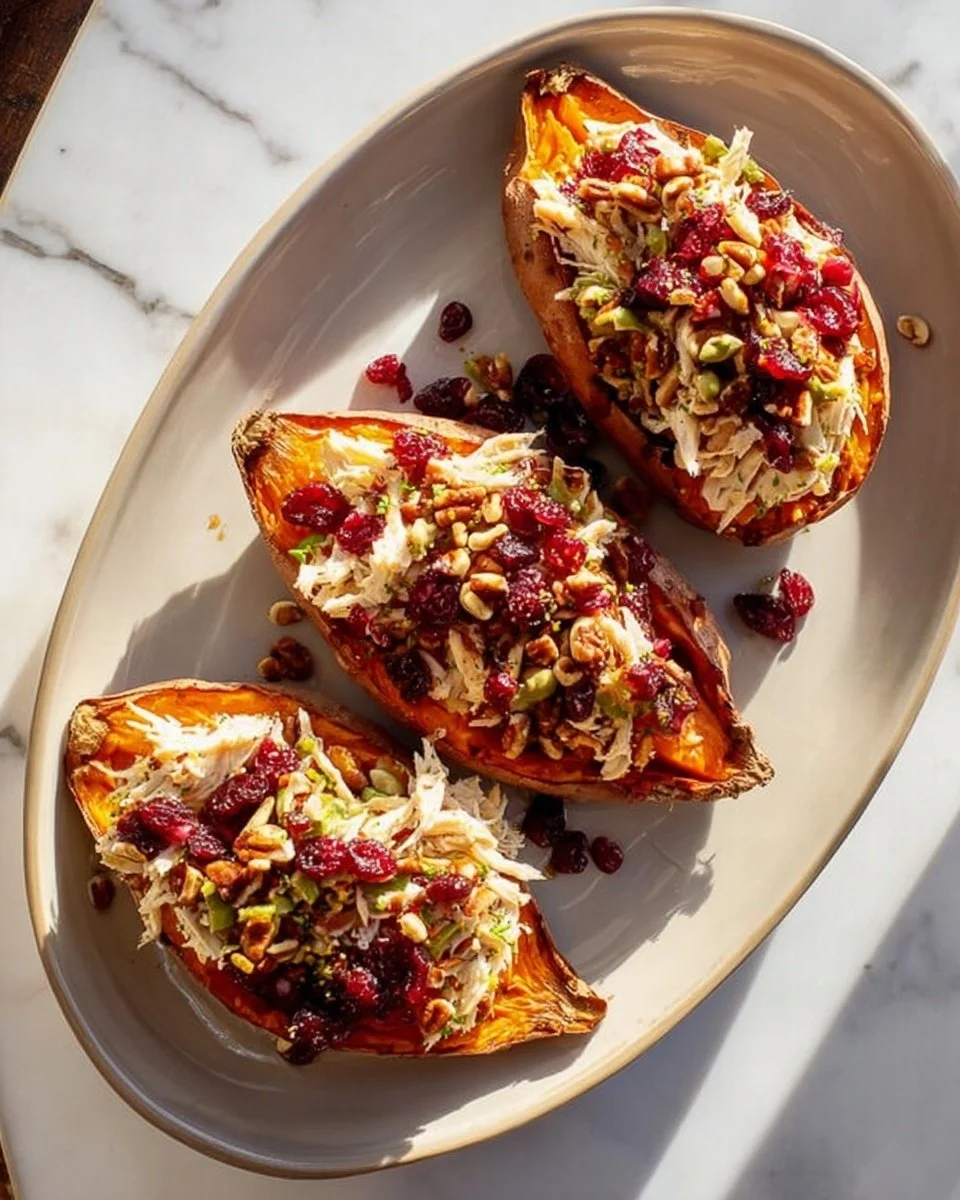 Delicious leftover stuffed sweet potatoes topped with herbs and cheese
