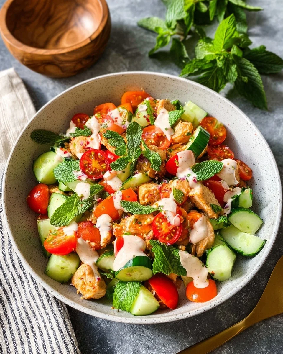 Mediterranean Chicken Bowl with fresh vegetables and grains