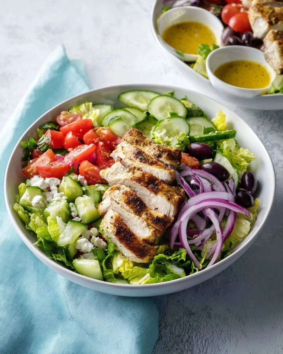 Mediterranean Chicken Salad with fresh vegetables and grilled chicken