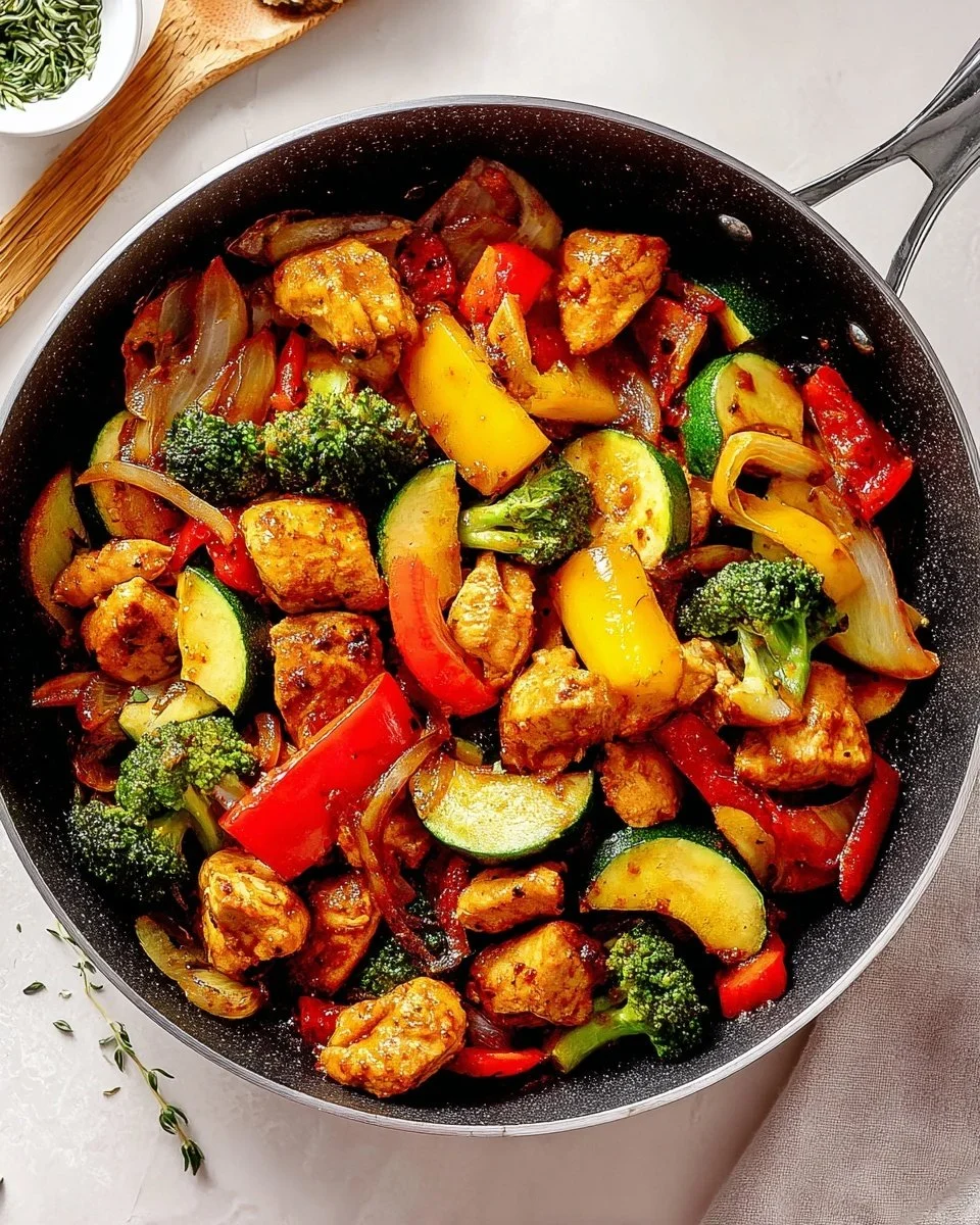 One pan chicken and vegetables dish ready to serve