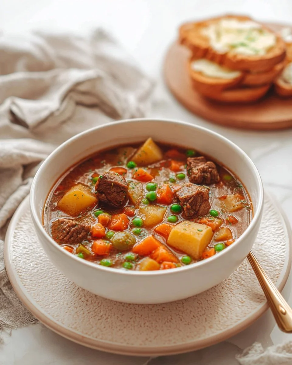 Delicious slow cooker vegetable beef stew with fresh vegetables and tender beef