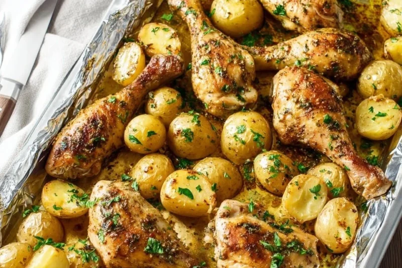 Spicy Garlic Chicken and Potatoes Sheet Pan Dinner