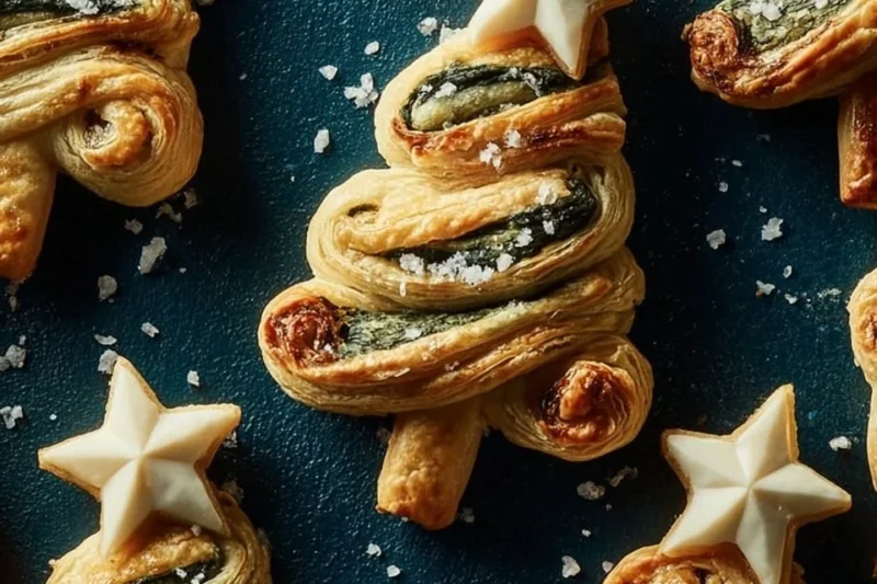 Spinach artichoke Christmas tree skewers for holiday celebrations