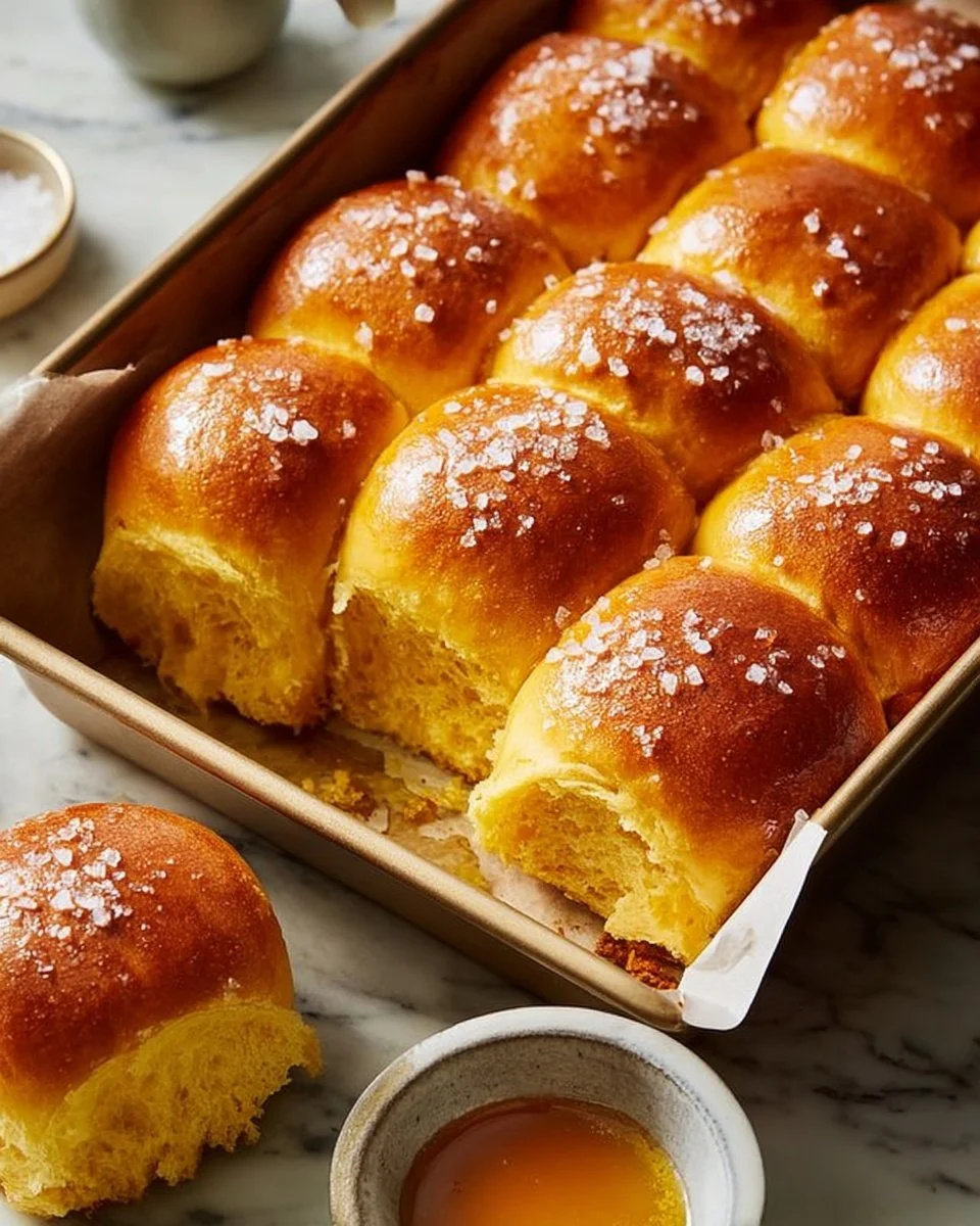 Homemade sweet potato rolls served on a rustic wooden table